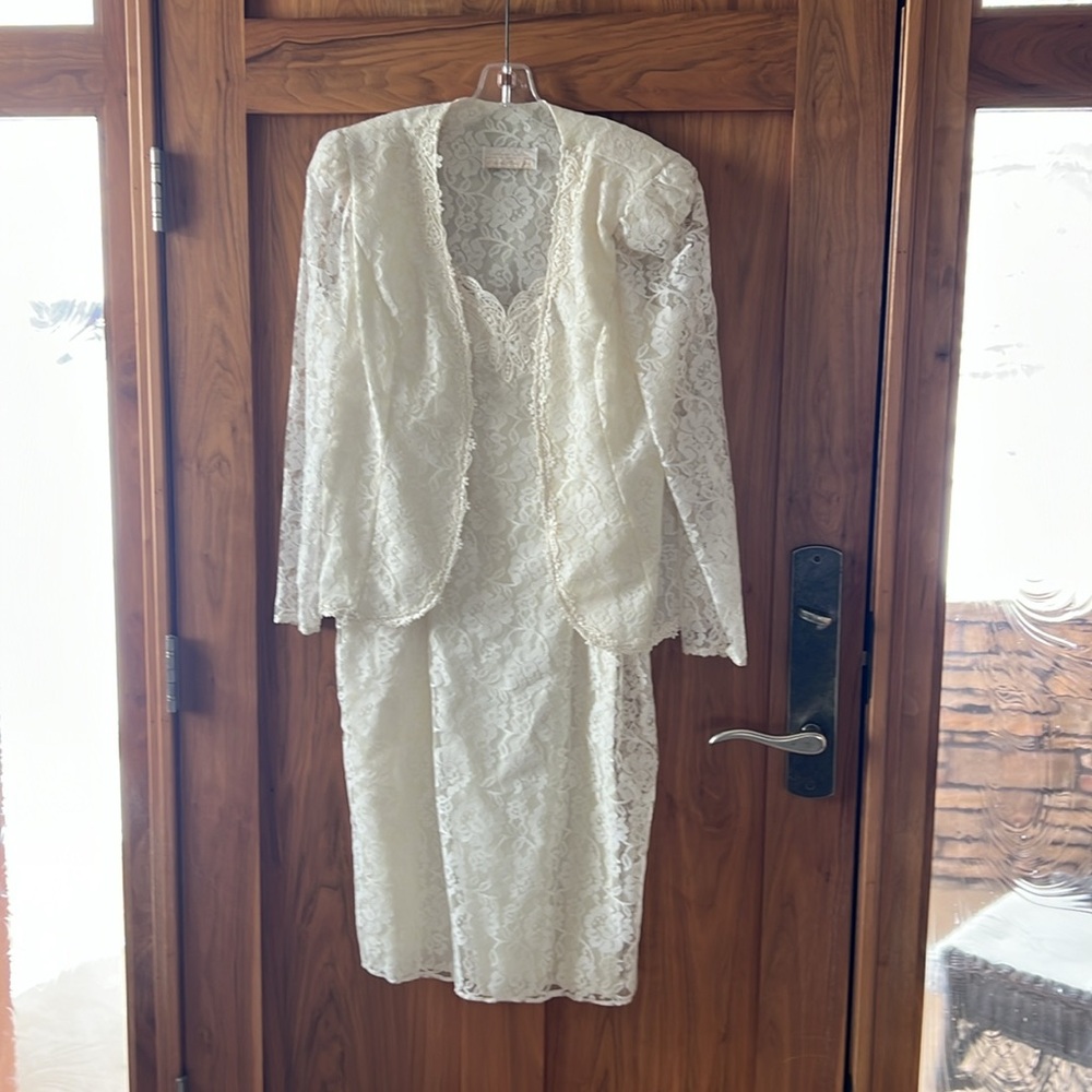 Lace slip dress with jacket